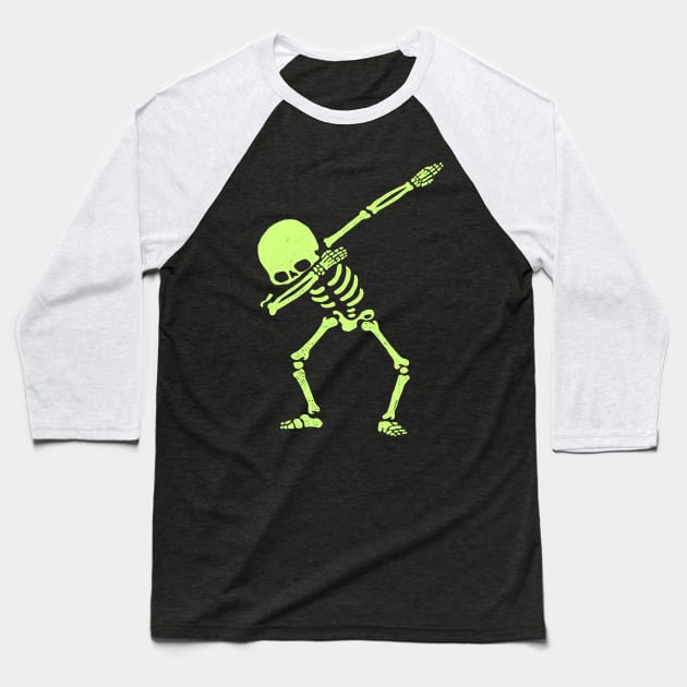 Dabbing Skeleton Shirt Dab Hip Hop Skull Dabbin Glow Effect Baseball T-Shirt by vo_maria